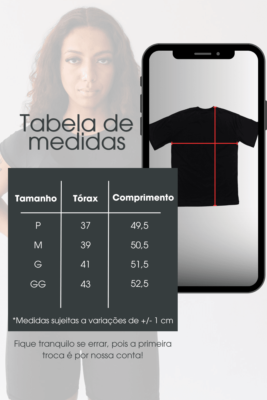 Camiseta Baby Look de Poliamida Preta