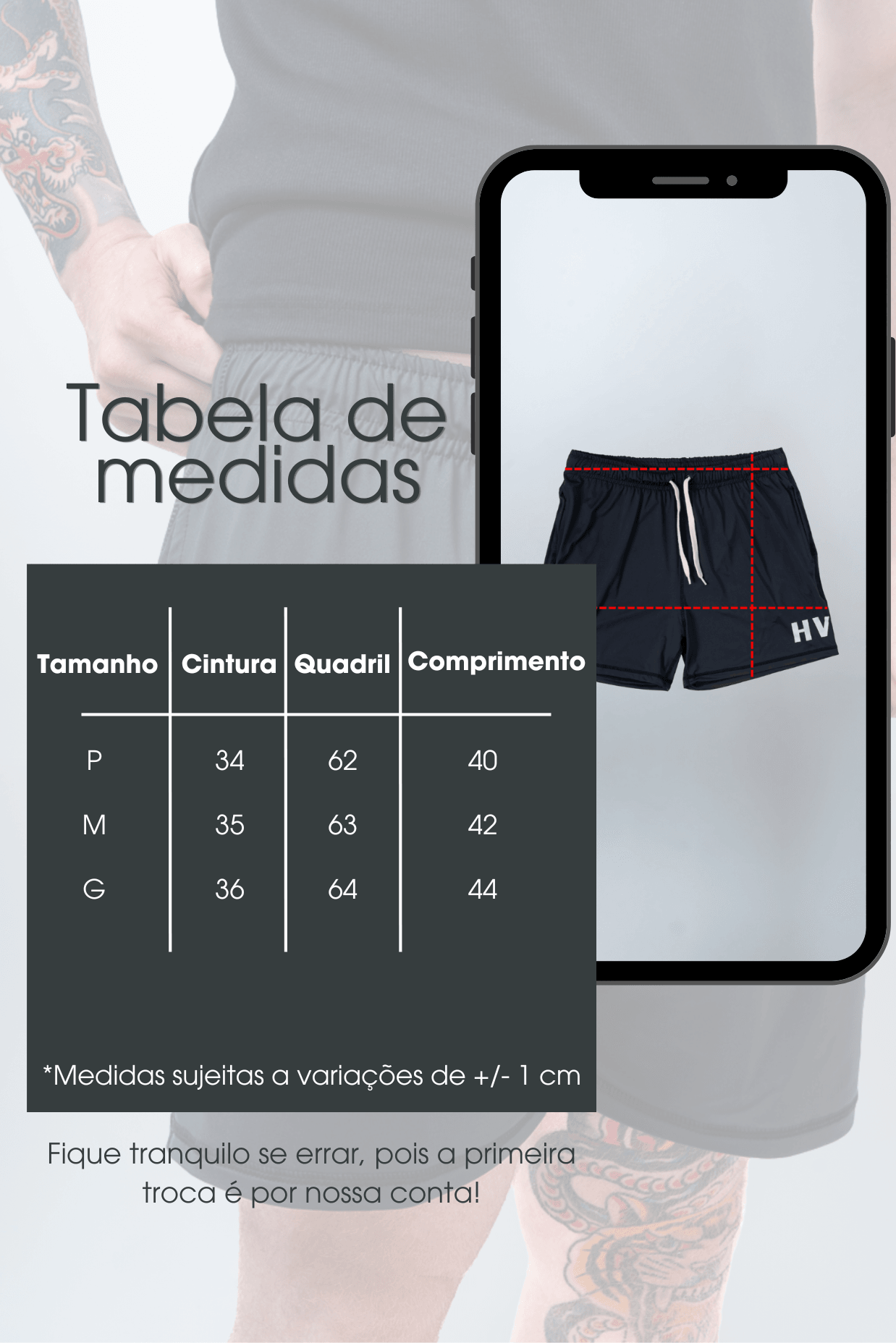 Bermuda de Poliéster HVYY Preta