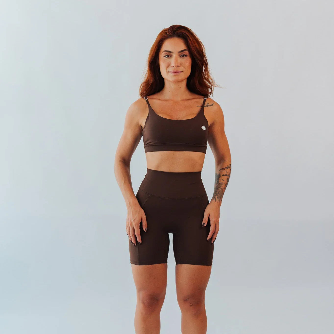 Conjunto Top + Short Corredor Marrom Café