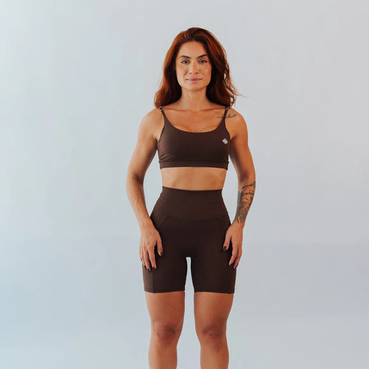 Conjunto Top + Short Corredor Marrom Café