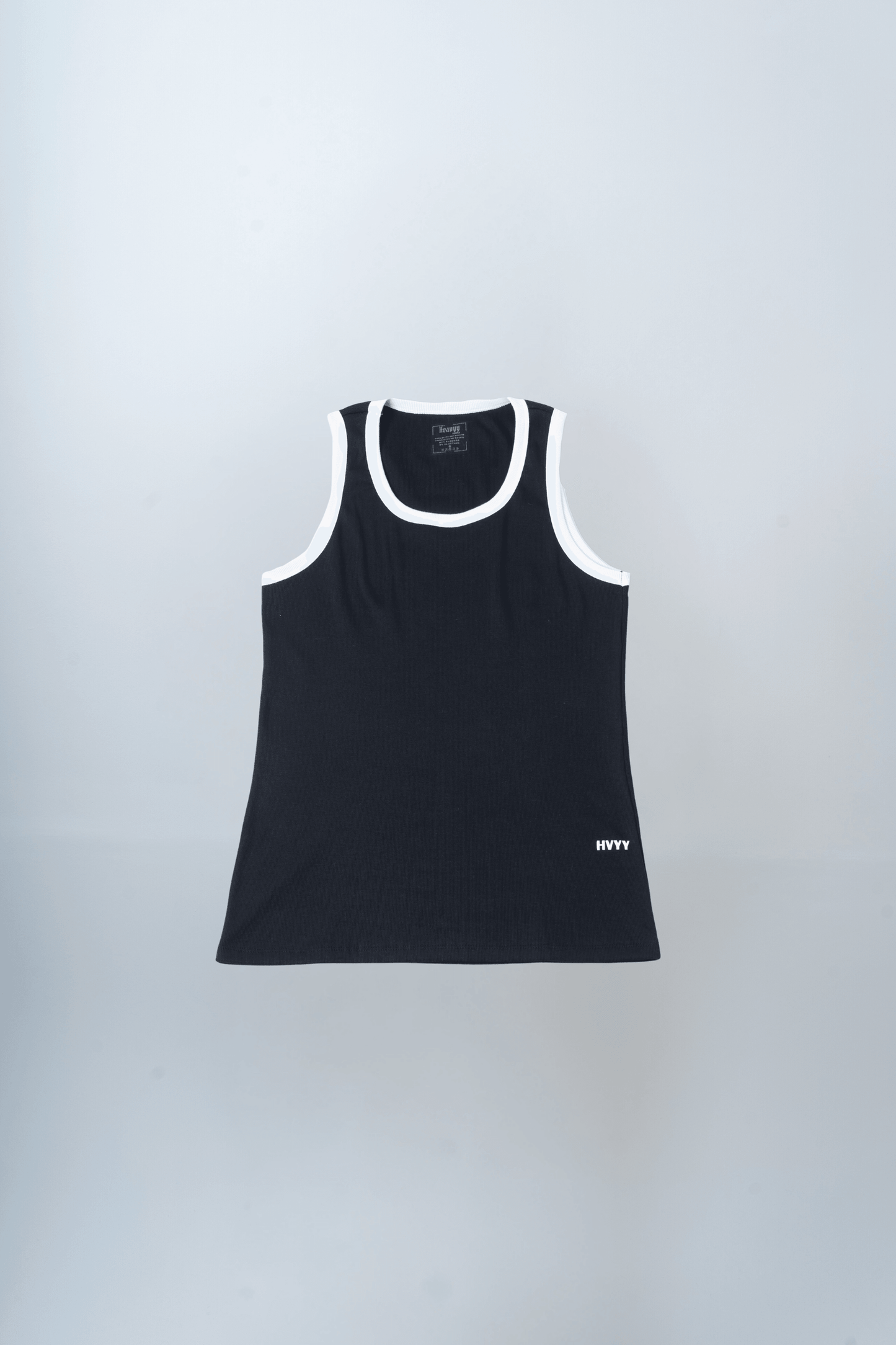 Regata Canelada de Algodão com Elastano Preta com Off White