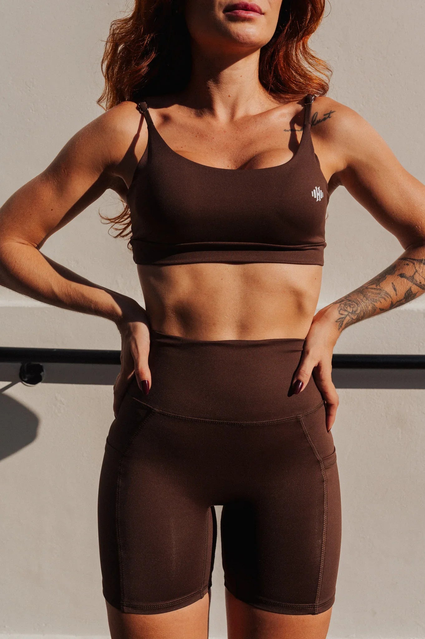 Conjunto Top + Short Corredor Marrom Café