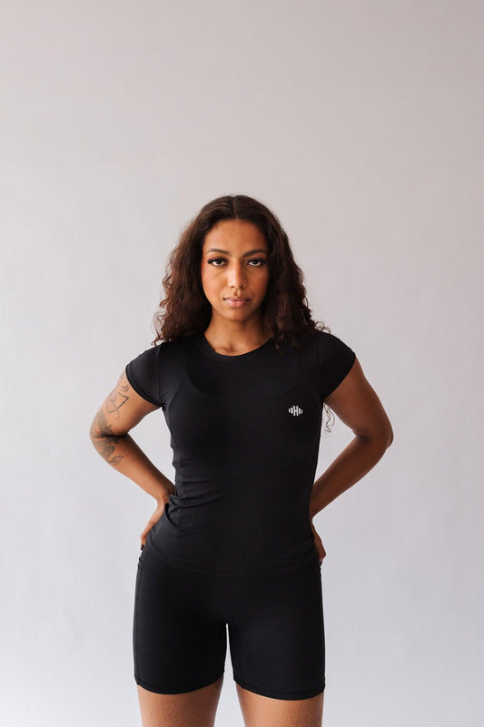 Camiseta Baby Look de Poliamida Preta