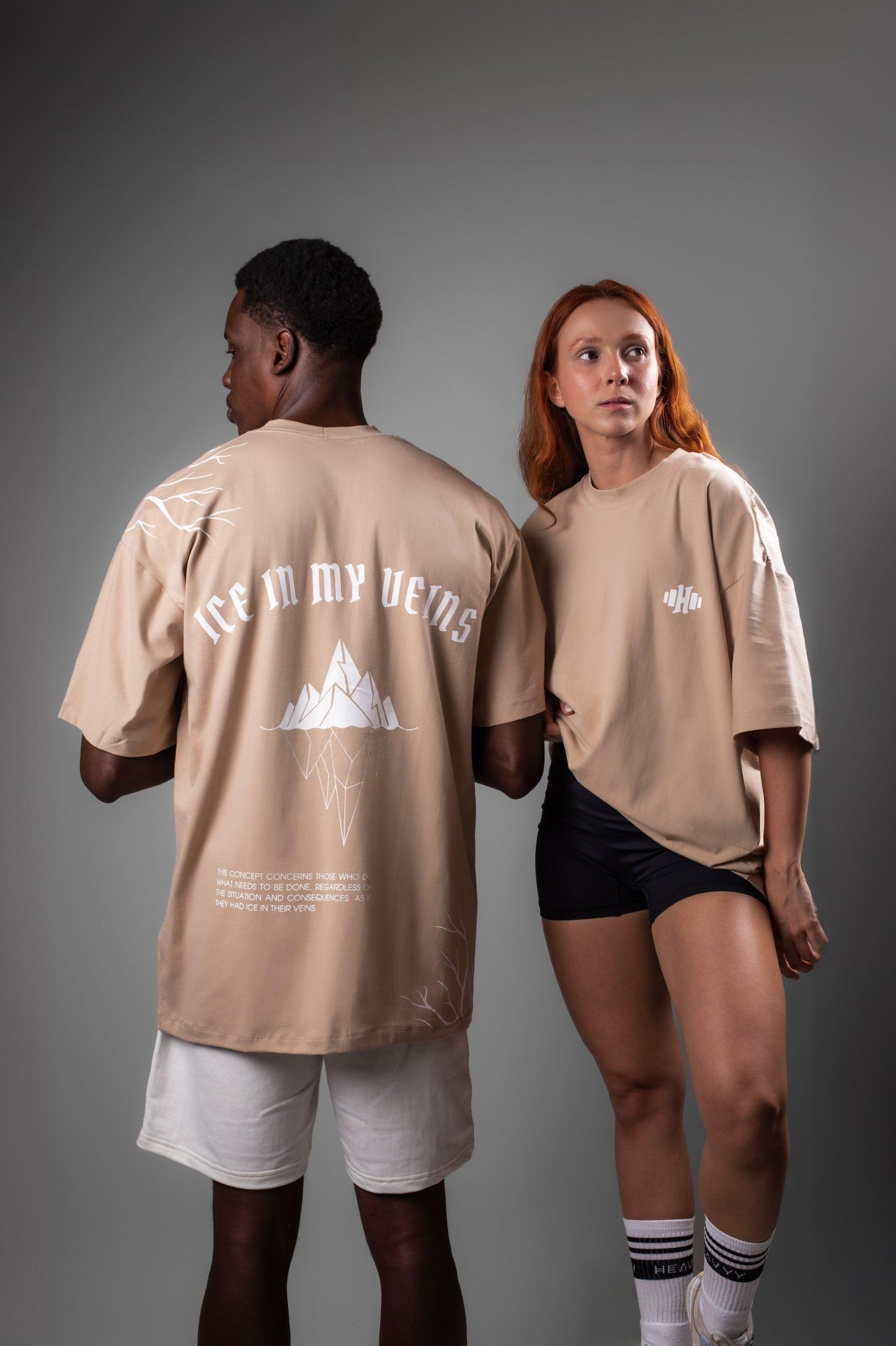 Camiseta Oversized de Algodão com Elastano - Ice in my Veins - Bege