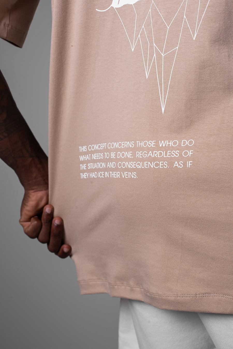 Camiseta Oversized de Algodão com Elastano - Ice in my Veins - Bege