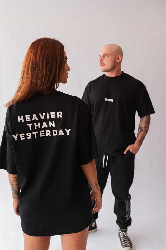Camiseta Oversized de Algodão com Elastano Heavier than Yesterday Preta