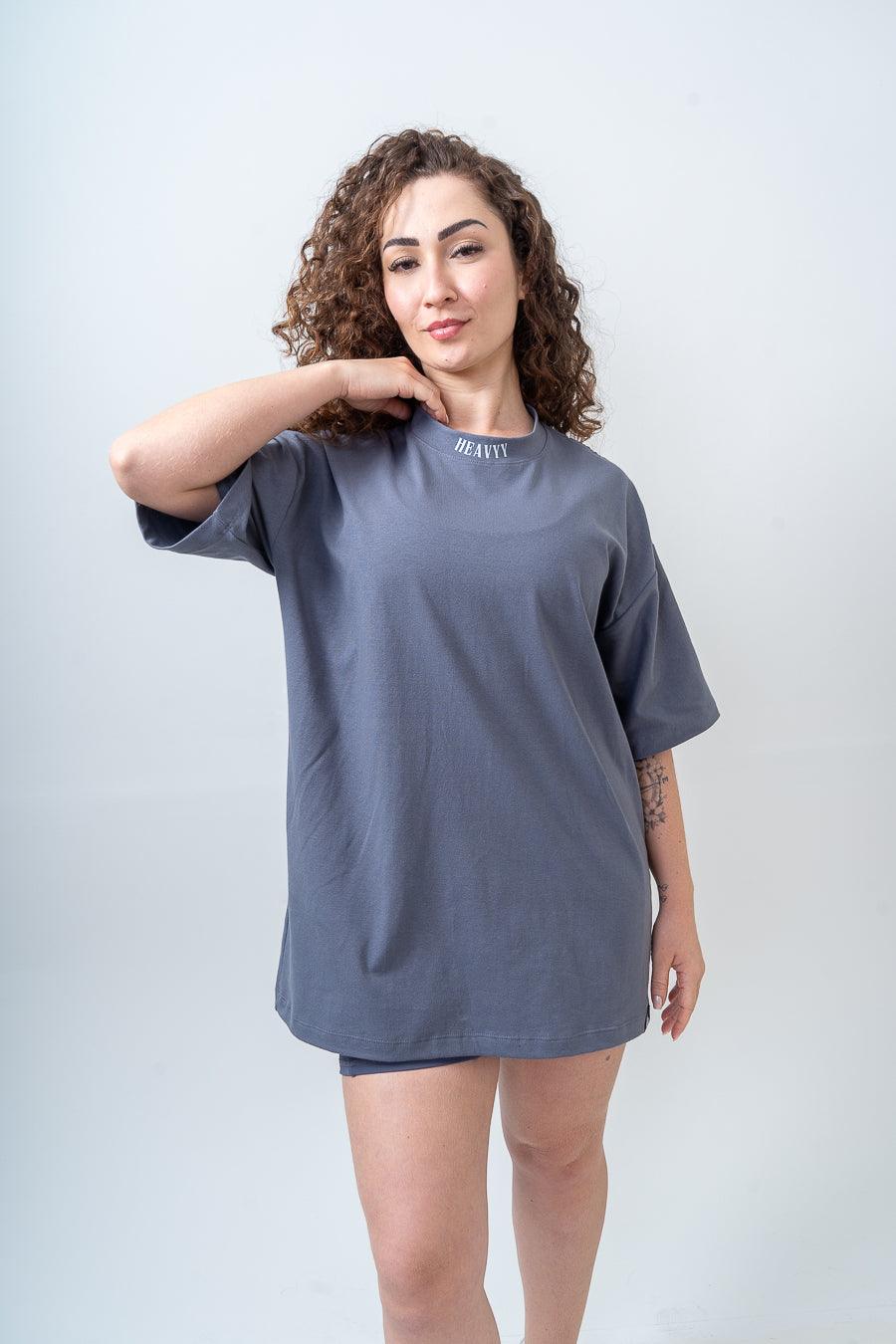 Camiseta Oversized de Algodão com Elastano Minimal 2.0 Cinza