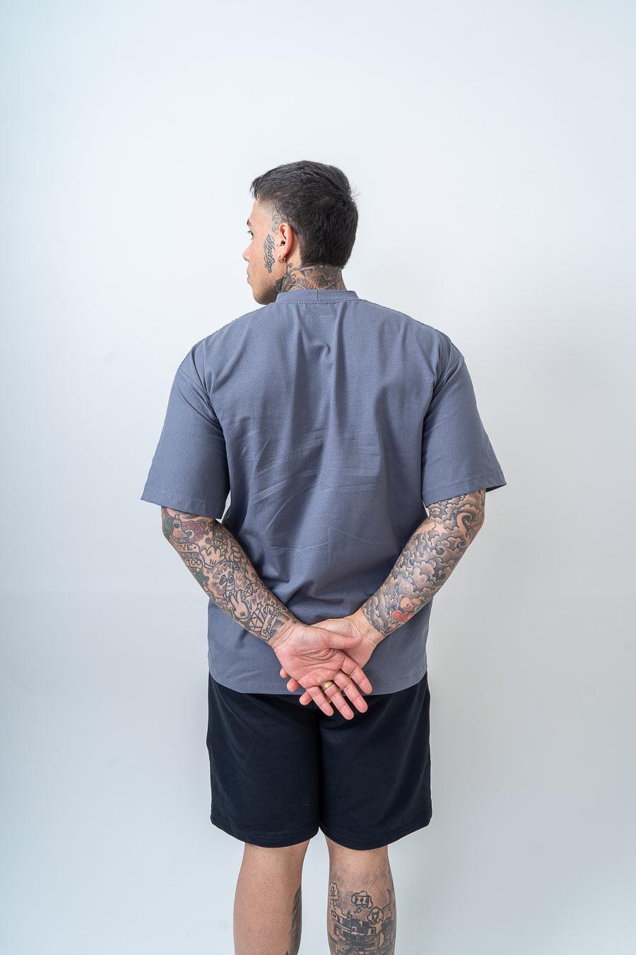 Camiseta Oversized de Algodão com Elastano Minimal 2.0 Cinza