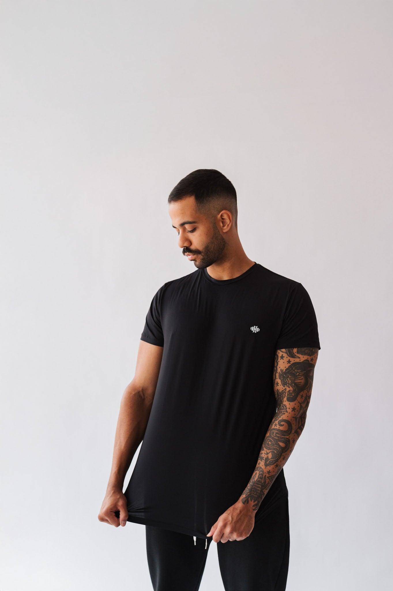 Camiseta Tradicional Masculina de Poliamida Preta