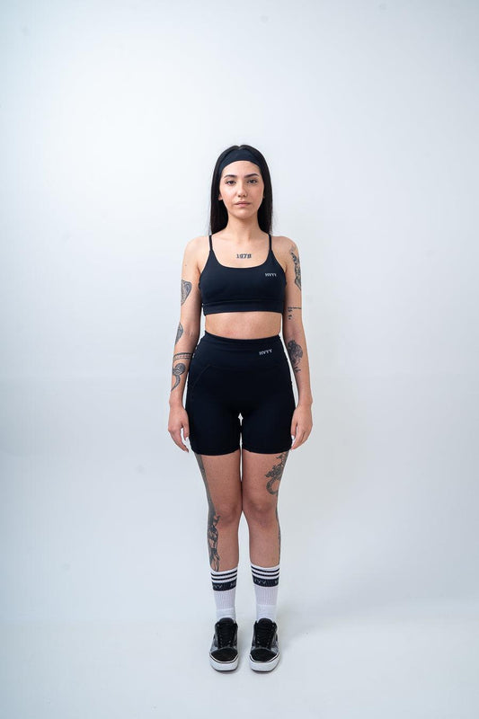 Conjunto Top + Short Corrida Preto - Faixa ou scrunchie de brinde!