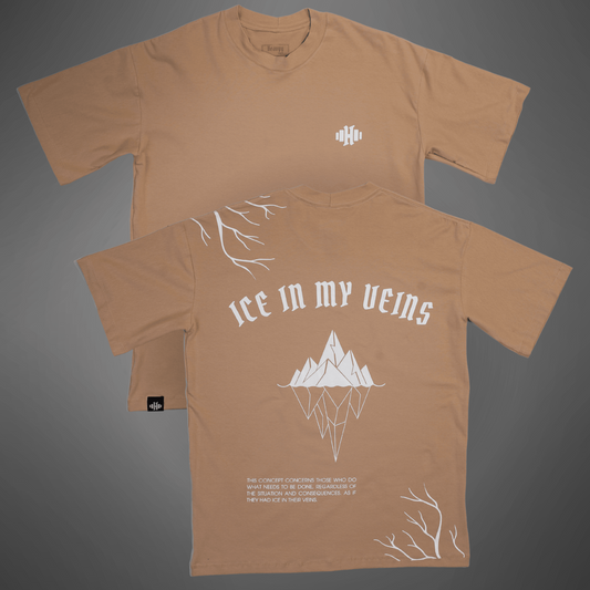 Camiseta Oversized de Algodão com Elastano - Ice in my Veins - Bege