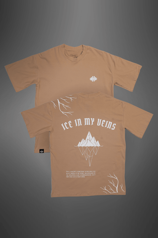 Camiseta Oversized de Algodão com Elastano - Ice in my Veins - Bege