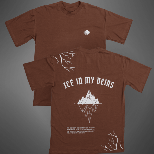 Camiseta Oversized de Algodão com Elastano - Ice in my Veins - Marrom