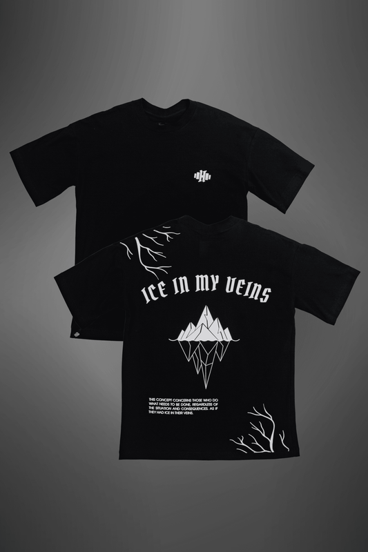 Camiseta Oversized de Algodão com Elastano - Ice in my Veins - Preta