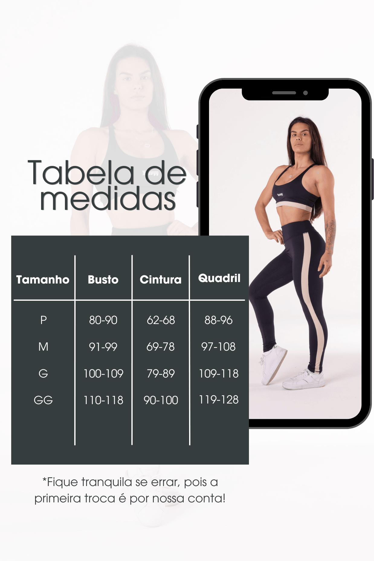 Conjunto Top + Legging Warm Up Preto com Faixa Bege