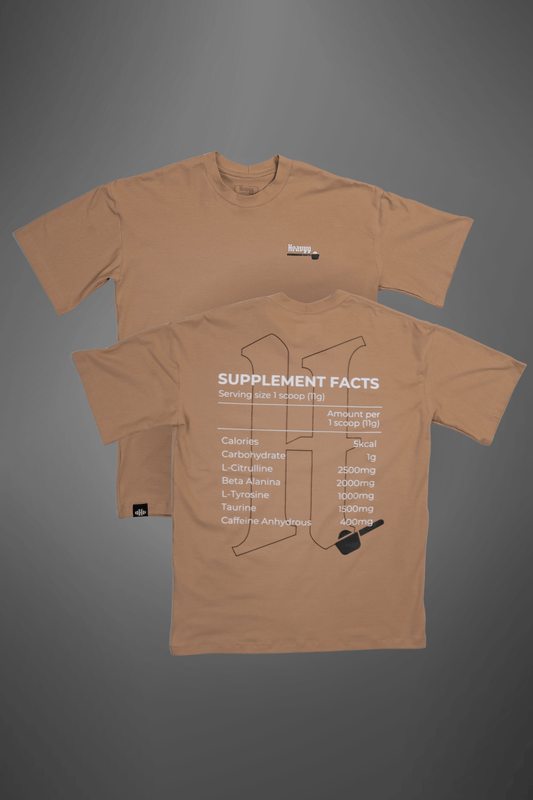 Camiseta Oversized de Algodão com Elastano Sup Facts Heavyy Bege