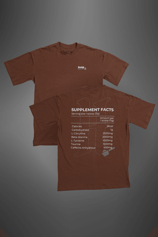 Camiseta Oversized de Algodão com Elastano Sup Facts Heavyy Marrom