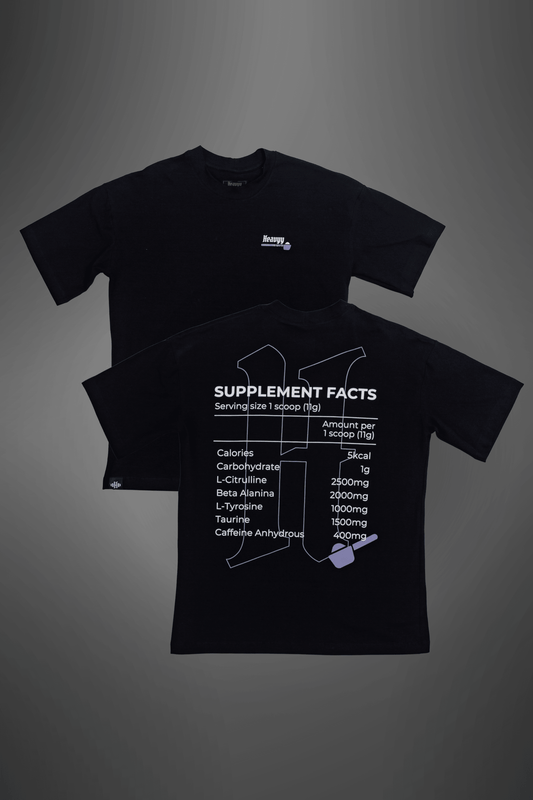 Camiseta Oversized de Algodão com Elastano Sup Facts Heavyy Preta