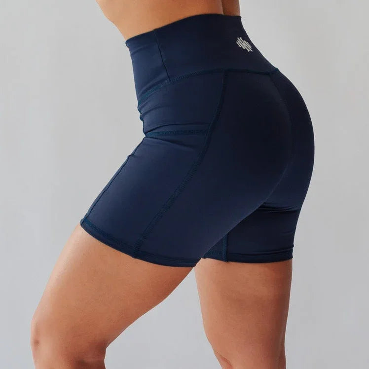Short de Poliamida Corredor com Bolso Azul Marinho