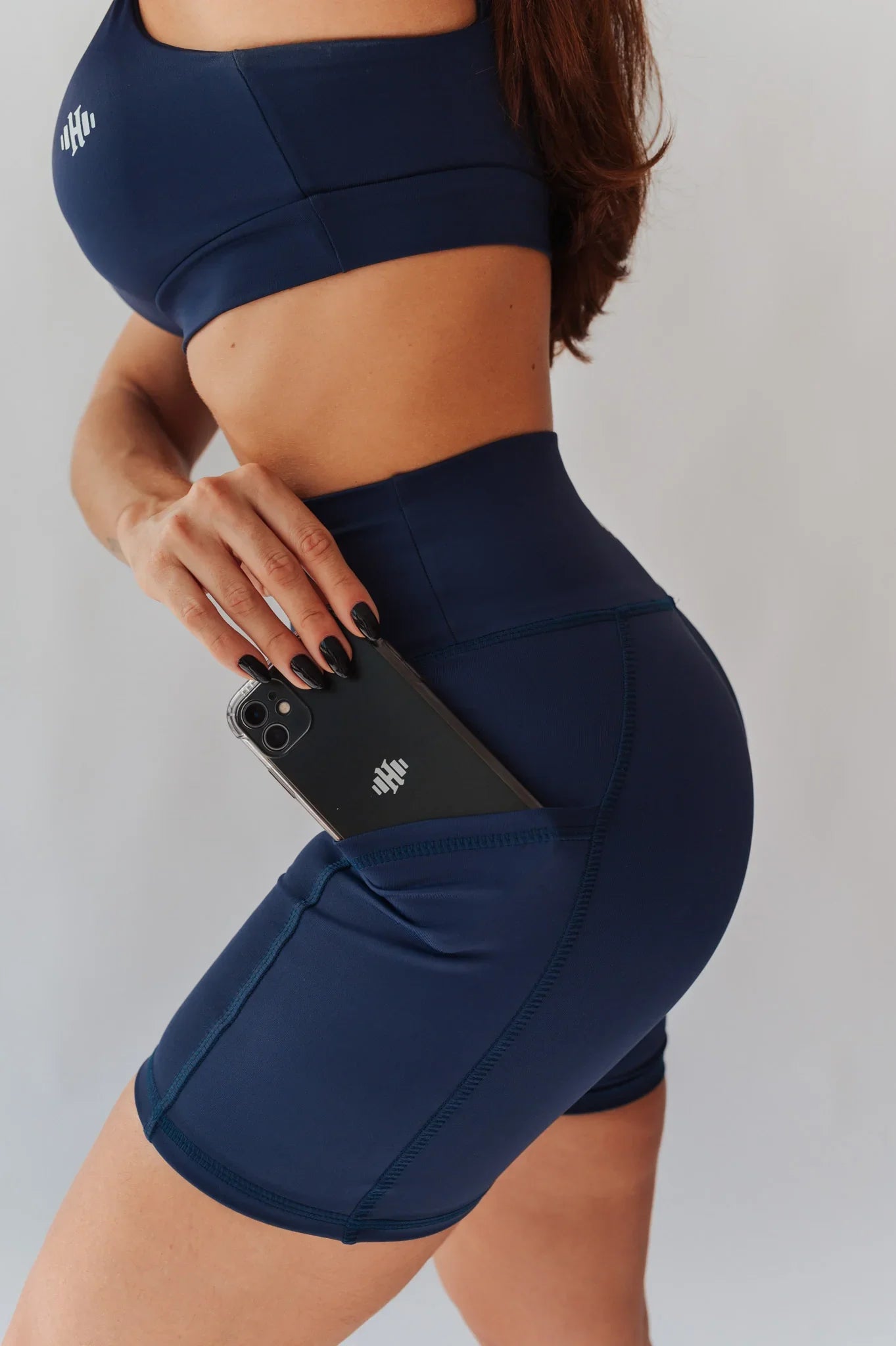 Short de Poliamida Corredor com Bolso Azul Marinho