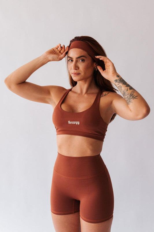 Conjunto Top + Short Warm Up Marrom Café