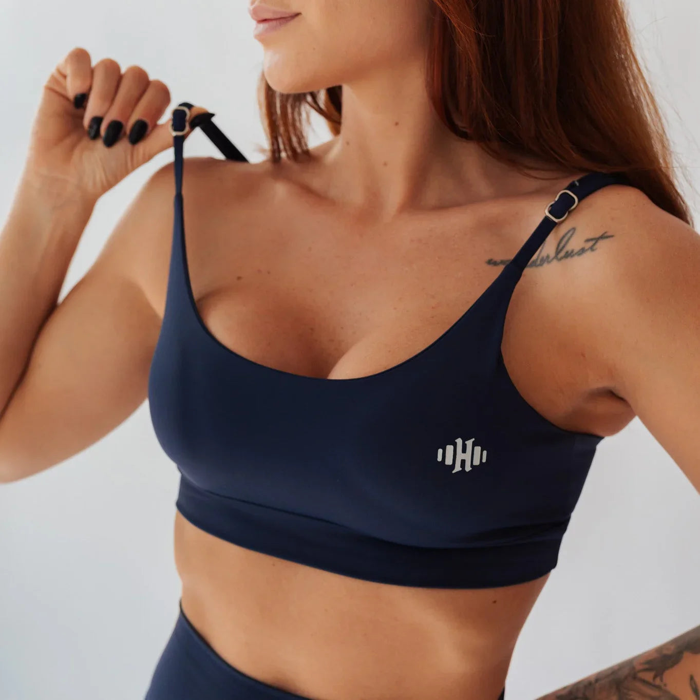 Top de Poliamida Dupla Face com Regulagem Azul Marinho