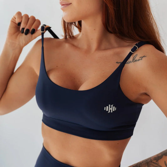 Top de Poliamida Dupla Face com Regulagem Azul Marinho